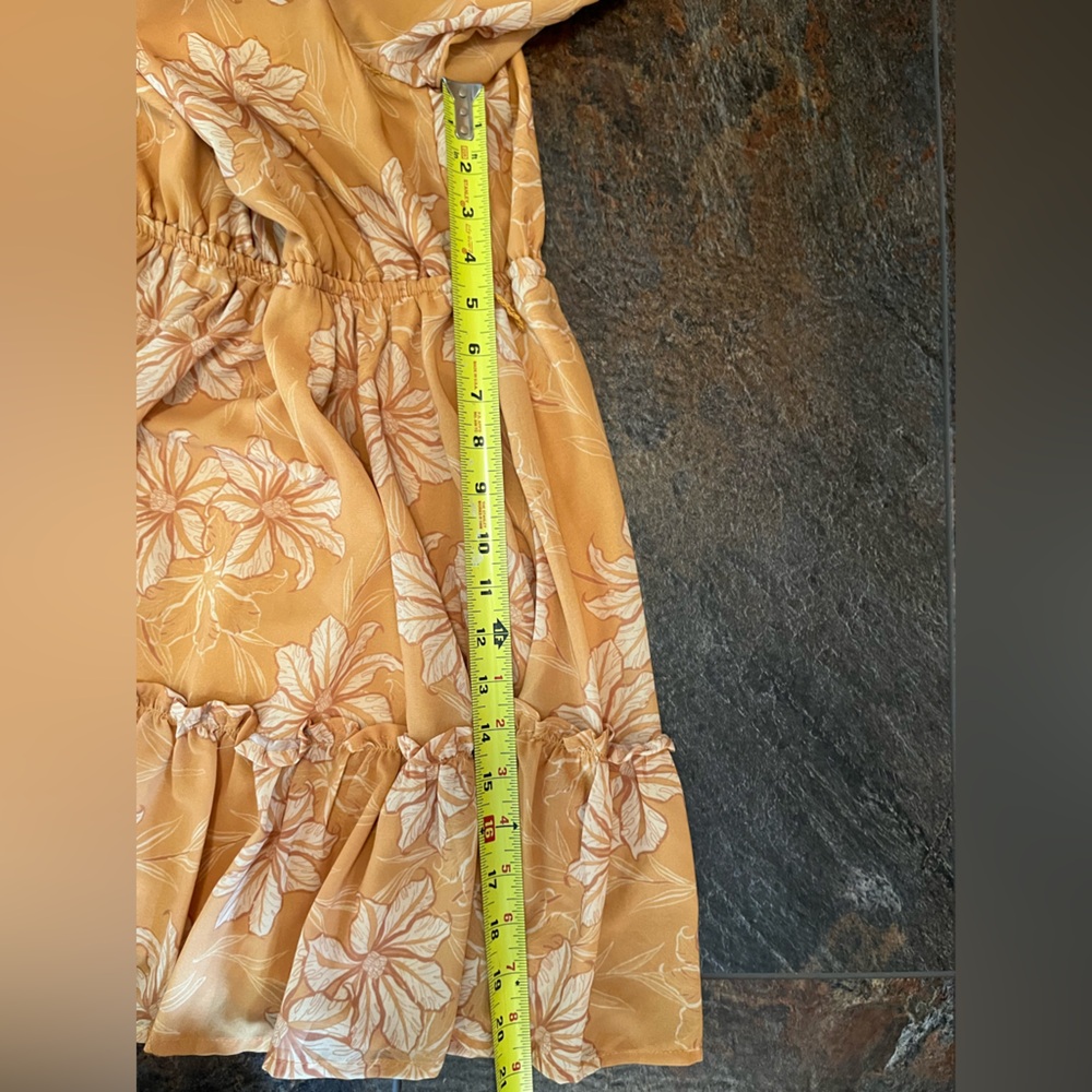 Flying Tomato Mustard Yellow Floral Long-Sleeve Tiered Dress - Picture 8 of 8
